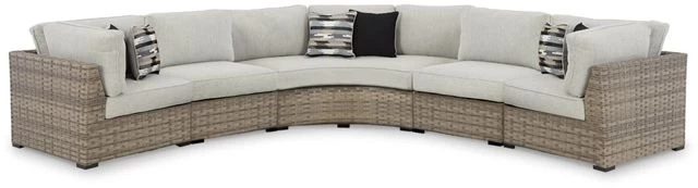 Signature Design By Ashley® Calworth 5-Piece Beige Outdoor Sectional