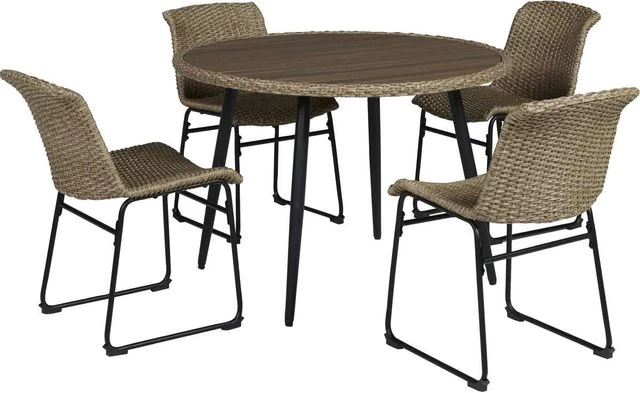 Signature Design By Ashley® Amaris 5-Piece Black/Brown Outdoor Dining Set