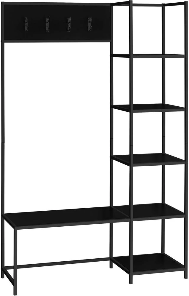 Monarch Specialties Bench, Entryway, Hallway, Storage, Organizer, Coat Rack, Hall Tree, Metal, Laminate, Black, Contemporary, Modern - Image 2