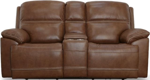 Flexsteel® Jackson Whiskey Power Reclining Loveseat With Console And Power Headrests - Image 2