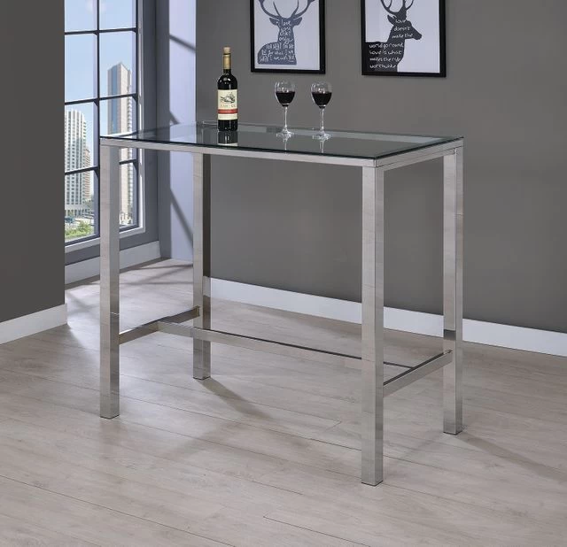 Coaster® Tolbert Chrome Bar Table With Glass Top - Image 2