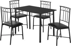 Monarch Specialties Dining Table Set, 5Pcs Set, Small, 40" Rectangular, Kitchen, Metal, Laminate, Black, Contemporary, Modern