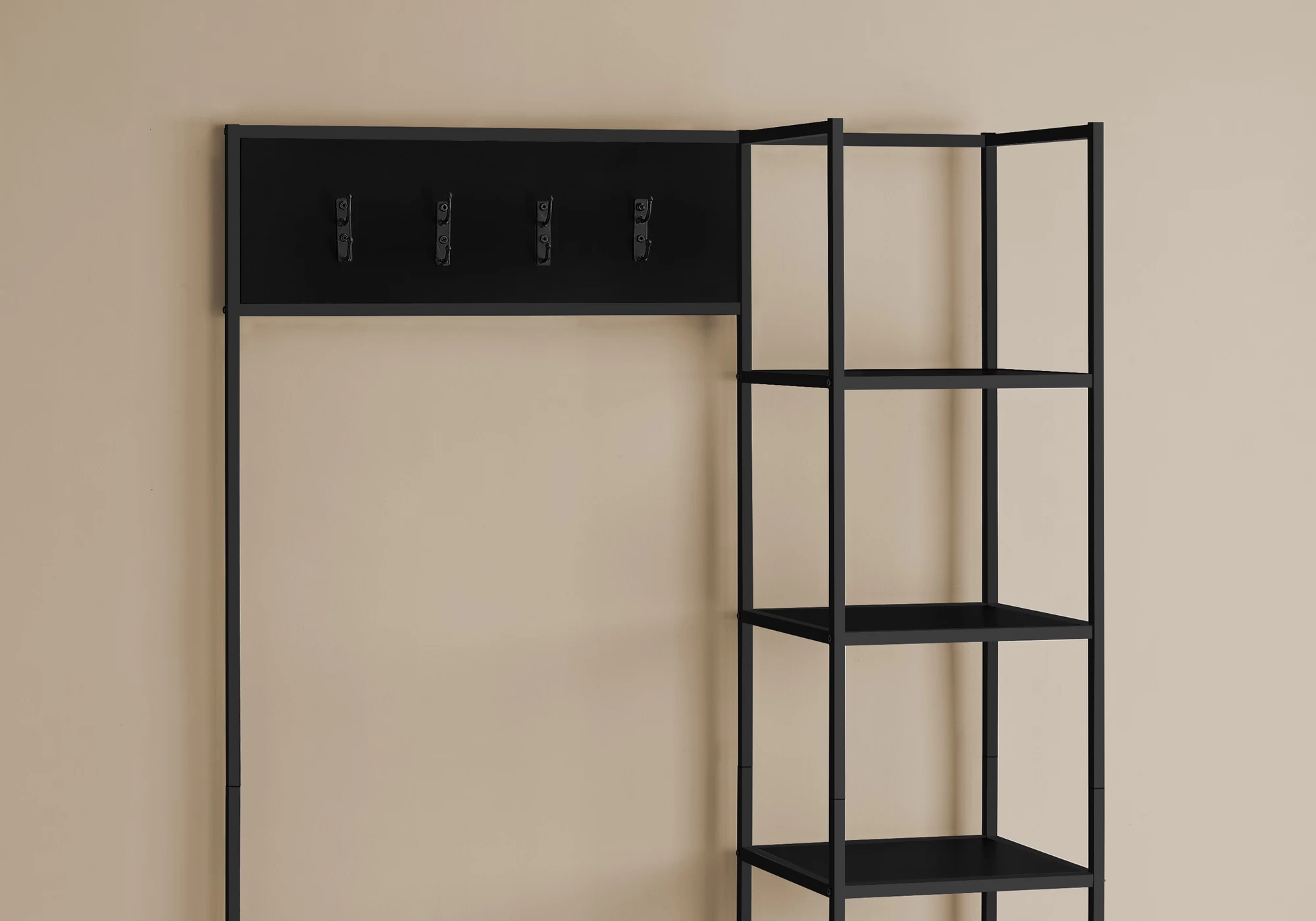 Monarch Specialties Bench, Entryway, Hallway, Storage, Organizer, Coat Rack, Hall Tree, Metal, Laminate, Black, Contemporary, Modern - Image 5