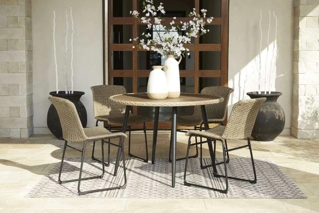 Signature Design By Ashley® Amaris 5-Piece Black/Brown Outdoor Dining Set - Image 4
