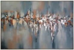 Crestview Collection Bright Lines Blue/Coral/Silver Wall Art