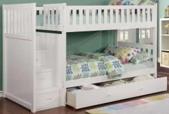 Lifestyle White Twin/Twin Bunk Bed With Ladder Chest