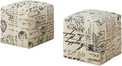 Monarch Specialties Ottoman, Pouf, Footrest, Foot Stool, Set Of 2, Juvenile, Fabric, Beige, Transitional