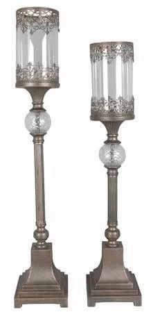 Crestview Collection Ashland Set Of 2 Regency Bronze Candleholders