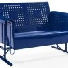 Crosley Furniture® Bates Navy Gloss Outdoor Metal Loveseat Glider