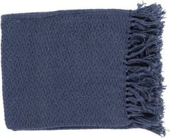 Surya Tressa Navy 50"x60" Throw Blanket