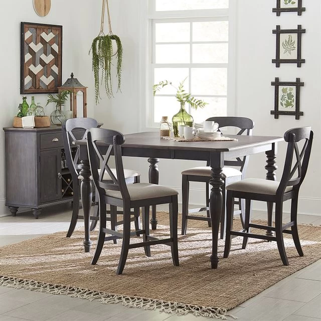 Liberty Furniture Ocean Isle Slate With Weathered Pine Finish 5 Piece Gathering Height Table Set P19508643