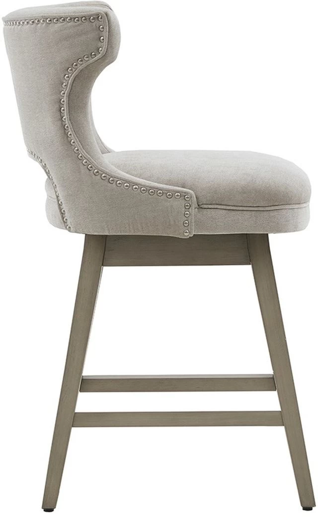 Olliix By Madison Park Light Grey Emmett Swivel Counter Stool - Image 3
