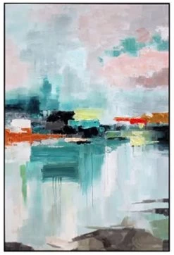 Crestview Collection Agusta Black/Blue-Green Wall Art