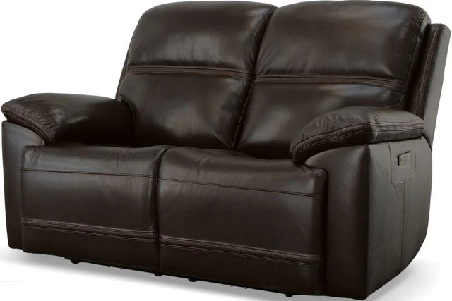 Flexsteel® Jackson Dark Brown Power Reclining Loveseat With Power Headrests - Image 3