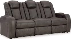 Signature Design By Ashley® Fyne-Dyme Shadow Power Reclining Sofa