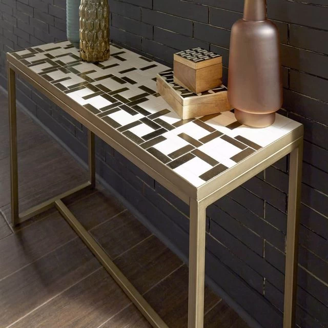 Homestyles® Geometric II Other Brass Console Table - Image 3