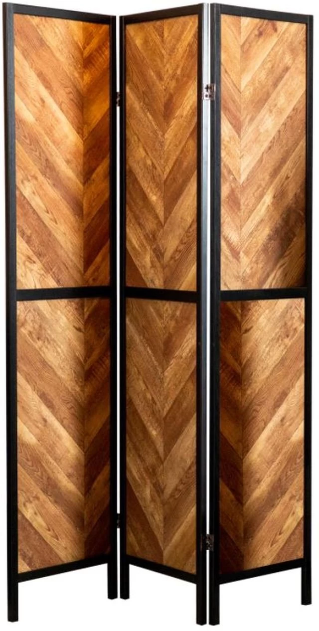 Coaster® Marlene Rustic Tobacco/Black Herringbone Pattern 3-Panel Screen