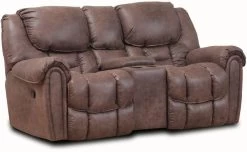 HomeStretch Del Mar Mocha Reclining Rocking Loveseat With Console