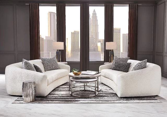 Cindy Crawford Home Modern Sherpa Fleece Apartment Sofa - Image 2