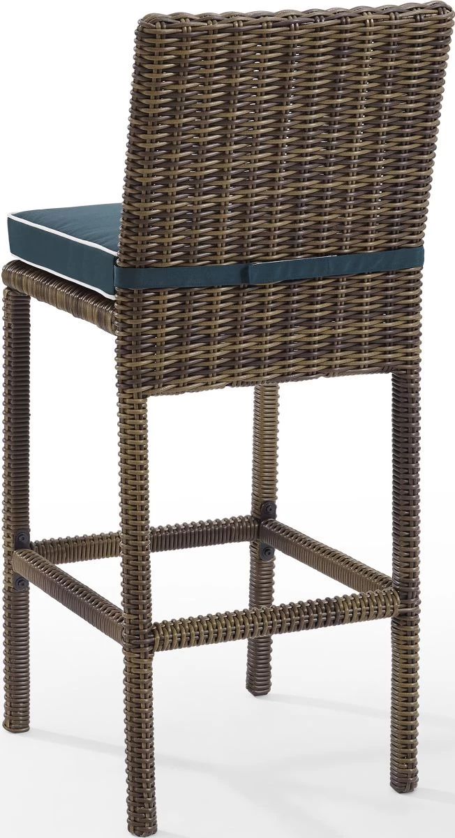 Crosley Furniture® Bradenton 2-Piece Navy Outdoor Wicker Bar Height Stool Set - Image 5