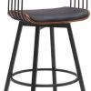 Armen Living Athena Black/Walnut Swivel Bar Stool