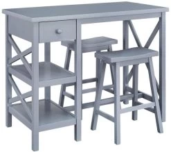 Progressive® Furniture Lunch Date Gray Counter Table With 2 Stools Set