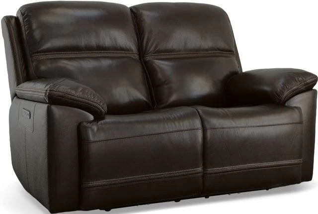 Flexsteel® Jackson Dark Brown Power Reclining Loveseat With Power Headrests