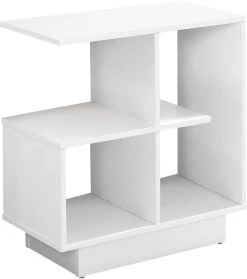 Monarch Specialties Accent Table, Side, End, Narrow, Small, 3 Tier, Living Room, Bedroom, Laminate, White, Contemporary, Modern