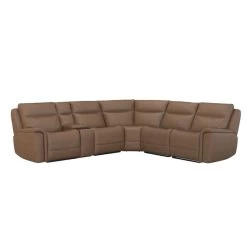 Kate Preston Home 6pc Butternut Leather Power Reclining Modular Sectional