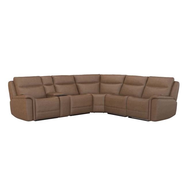 Kate Preston Home 6pc Butternut Leather Power Reclining Modular Sectional