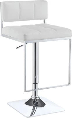 Coaster® Alameda White/Chrome Adjustable Bar Stool
