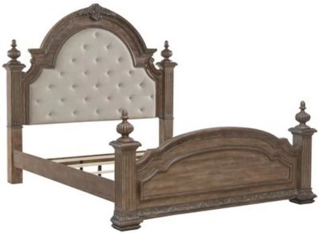 Liberty Carlisle Court 4-Piece Chestnut/Sand Queen Upholstered Poster Bedroom Set - Image 2