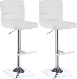 Coaster® Bianca 2-Piece White/Chrome Upholstered Adjustable Bar Stools