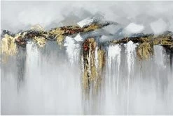 Crestview Collection Drizzling Tones Gray/Gold Wall Art