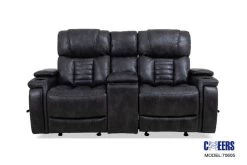 Manwah Charcoal Zero Gravity Power Reclining Console Loveseat