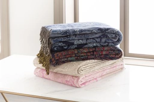 Surya Boteh Navy/Bright Red 50"x60" Throw Blanket - Image 4