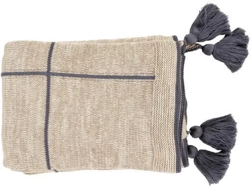 Surya Fleck Denim/Camel 50"x60" Throw Blanket