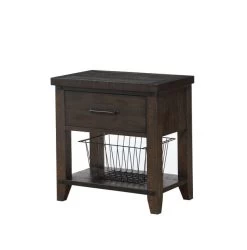 Single Drawer Nighstand With Rustic Metal Accents