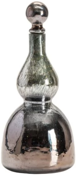 Crestview Collection Cannes Silver Small Glass Bottle With Round Ball Stopper