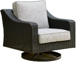 Signature Design By Ashley® Beachcroft Black/Light Gray Outdoor Resin Swivel Lounge With Cushion