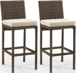 Crosley Furniture® Bradenton 2-Piece Sand Outdoor Wicker Bar Height Stool Set
