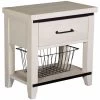 White Single Drawer Nighstand With Rustic Metal Accents