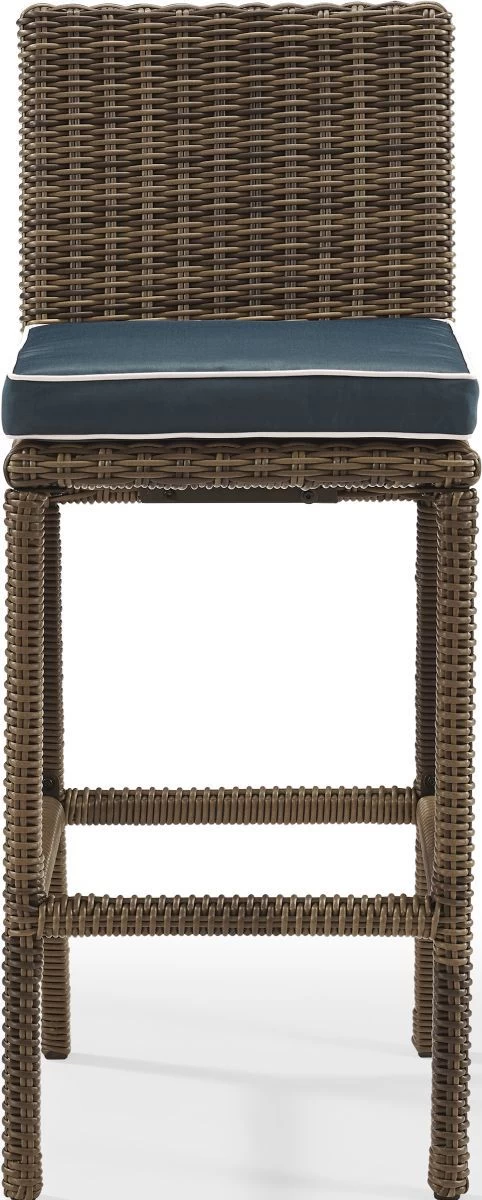 Crosley Furniture® Bradenton 2-Piece Navy Outdoor Wicker Bar Height Stool Set - Image 4