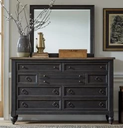 Liberty Americana Farmhouse Black Dresser With Mirror