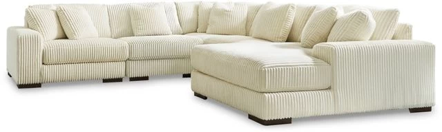 Signature Design By Ashley® Lindyn 5-Piece Ivory Right-Arm Facing Sectional With Corner Chaise