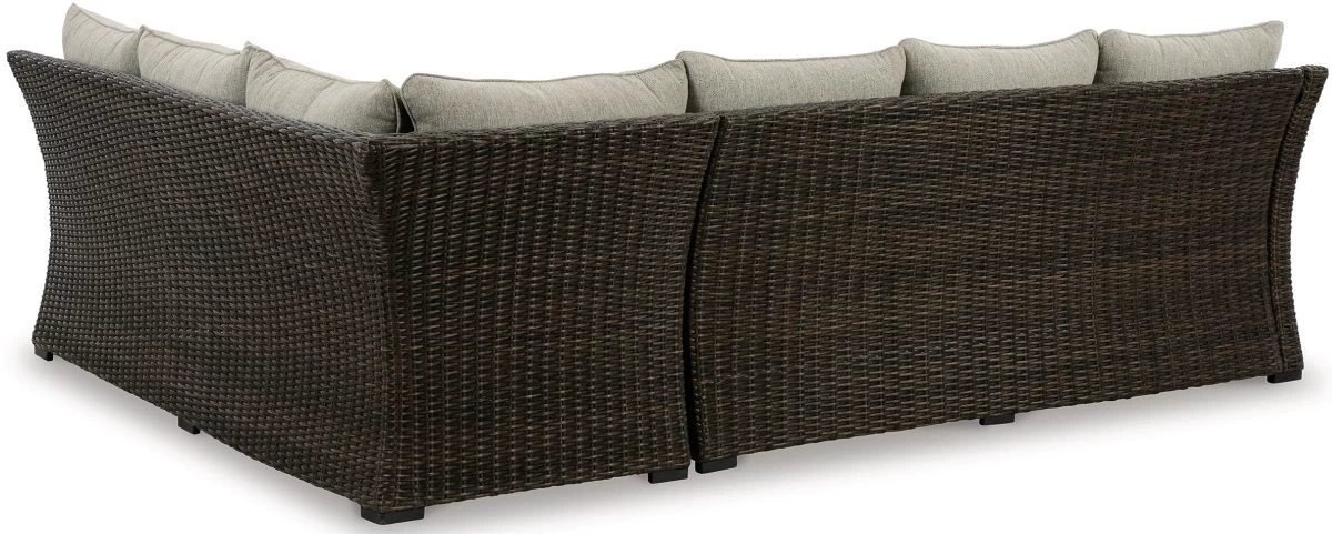 Signature Design By Ashley® Brook Ranch Set Of 3 Brown Outdoor Sofa Sectional/Bench With Cushion - Image 5