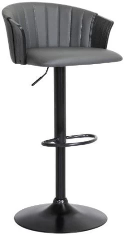 Armen Living Lydia Black/Gray Adjustable Swivel Bar Stool