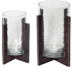 Signature Design By Ashley® Garekton 2-Piece Clear/Pewter Candle Holder