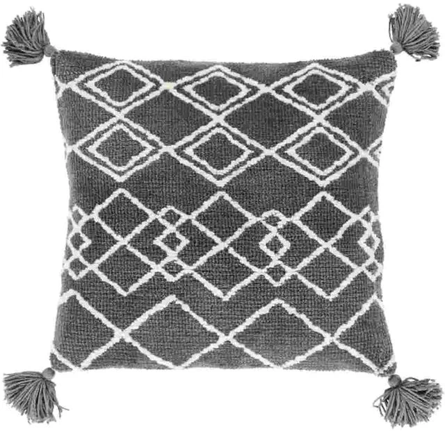 Surya Braith Charcoal/Cream 18"x18" Pillow Shell