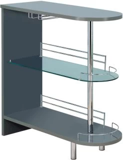 Coaster® Adolfo Glossy Grey/Clear 3-Tier Bar Table